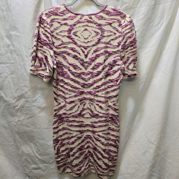 Free People Take Me Out zebra print mini bodycon dress puff sleeve knit large - Picture 8 of 11
